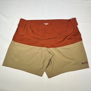 Duluth Trading Co Mens 2XL Color Block Board Shorts Orange Tan 9 Inch Inseam